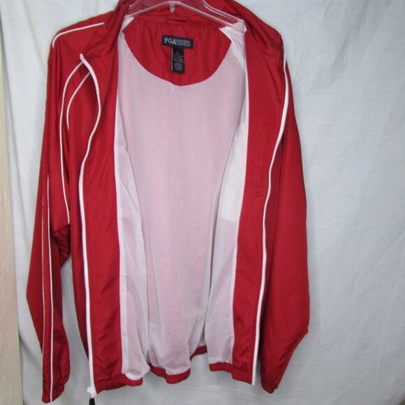 PGA Tour Windbreaker Golf Jacket Mesh Lining Red Size L Zip Up Embroidered Logo - Picture 4 of 8